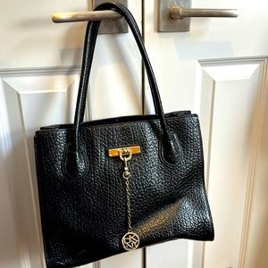 Women DKNY Black Leather Tote Shopper Pebbled MINT!! 3 roomy compartments!